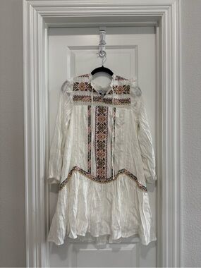 Embroidered White Boho Tunic Dress